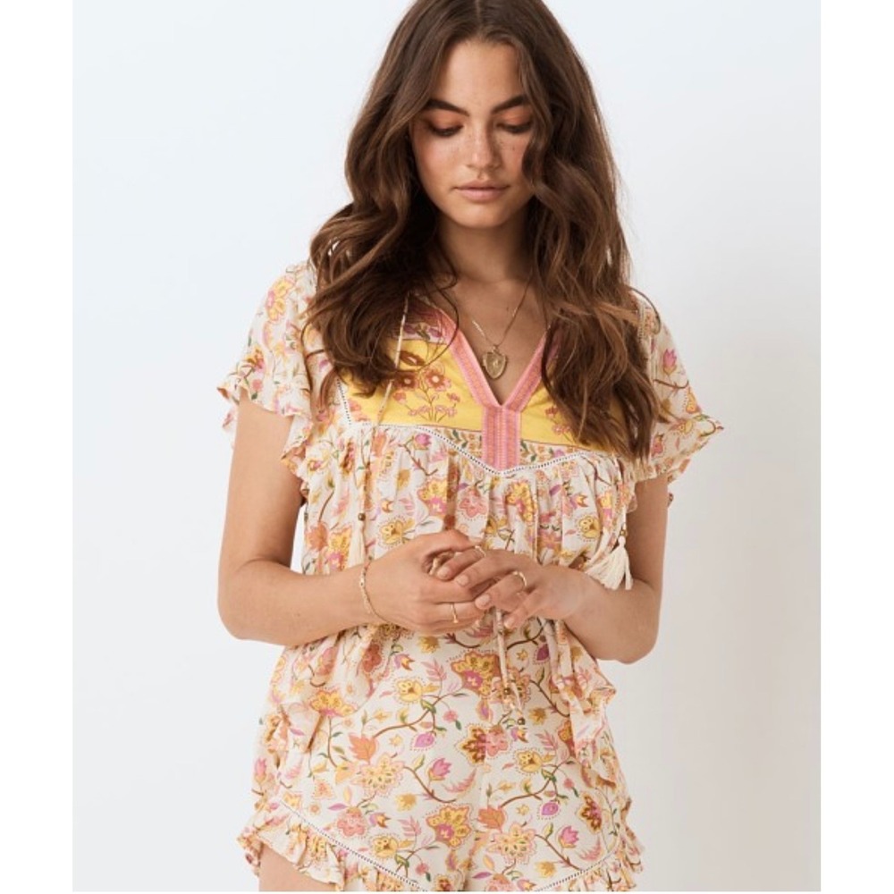 Spell & The Gypsy Collective‎ Portobello Road Floral Boho Babydoll Top XS OG